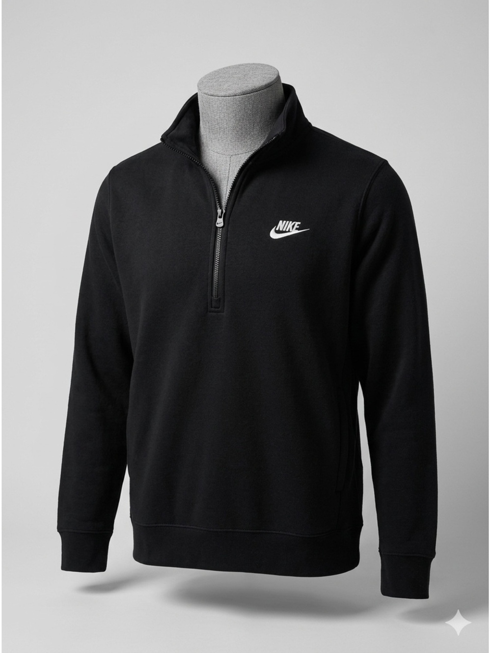 Nike Men's Size L Black Sportswear Club Fleece Quarter Zip Pullover Sweatshirt